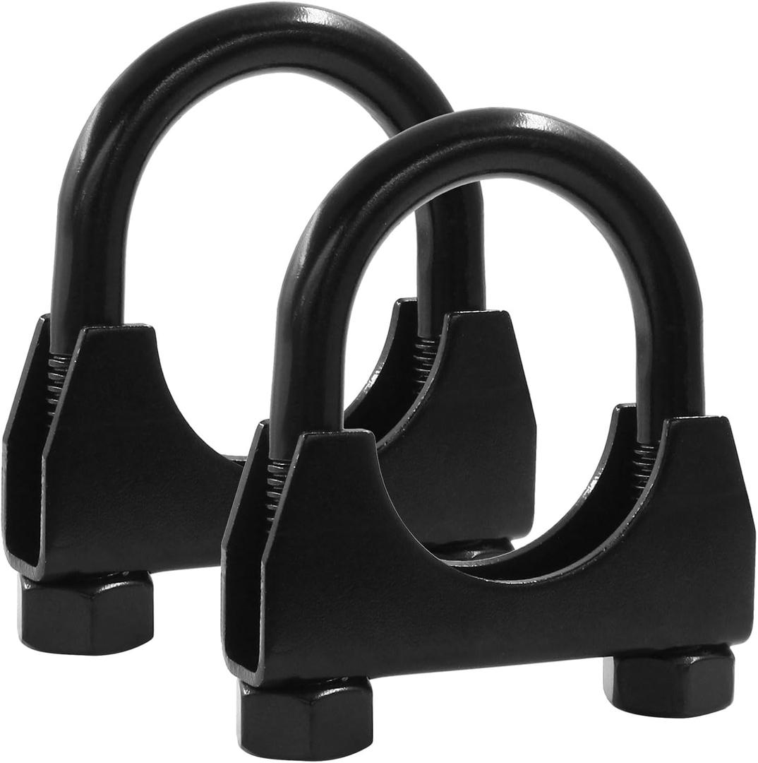 2 Pack 1-1/2 Inch U-Bolt Muffler Exhaust Clamps - Saddle Style Heavy Duty 304 Stainless Steel U-Bolt Muffler Exhaust Hook for Secure Exhaust Connection
