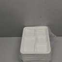 Vplus 100% Compostable Small 5 Compartment Plates 125 Pack 10.25 x 8.25 inch Disposable Sugarcane Bagasse Tray Perfect for Boys and Girls