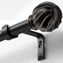 Oneach Black Curtain Rods for Windows 72 to 144 Inch, 7/8" Adjustable Heavy Duty Decorative Drapery Rods with Round Netted Texture Finials (Pack of 1, 36 to 150 Inch)