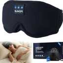 Sleep Headphones Bluetooth 5.4, 3D Sleep Mask with Ultra-Thin HD Stereo Speakers, Wireless Music Eye Mask Headphones for Side Sleepers, Travel, Relaxation (Black Silk)