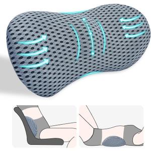 Lumbar Support Pillow, Back Pillow for Low Back Pain Relief, Ergonomic Streamline Car Seat, Office Chair, Recliner and Bed (Gray)