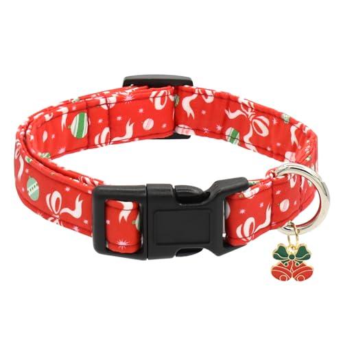 Bubblepup Christmas Dog Collar, Soft Cotton pet Collars Red Dog Collars for Small Dogs