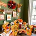 24Pcs Thanksgiving Popcorn Boxes, Autumn Pumpkin Turkey Maple Leaf Disposable Paper Treat Boxes, Suitable for Autumn Thanksgiving Themed Party Decorations