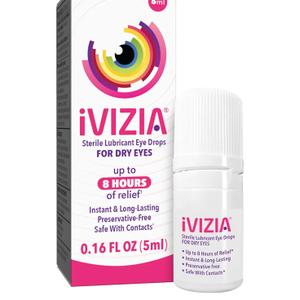 iVIZIA Sterile Lubricant Eye Drops for Dry Eyes, Preservative-Free, Moisturizing, Dry Eye Relief, Contact Lens Friendly, 0.16 fl oz Bottle 
 Exp : 02/2027
