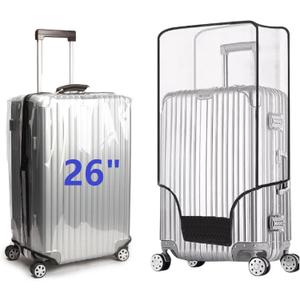 Clear PVC Suitcase Cover Protectors Transparent Luggage Cover Waterproof Wheeled Suitcase Dust Covers Dustproof Travel Luggage Sleeve Protector (26")