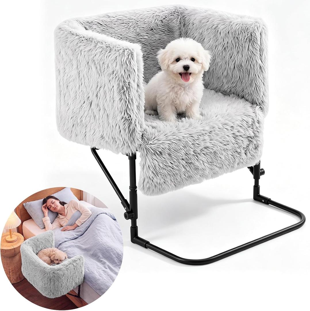 Bedside Dog Bed for Small Dogs Cat, Memory Foam