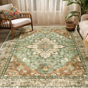 RELEANY Washable Area Rug, 5'x7', Brick/Brown/Green
Non-Slip, Water Repellent, Pet Friendly, Easy to Clean, Vintage Floral Boho Decor for Living Room Bedroom Dining Room Office