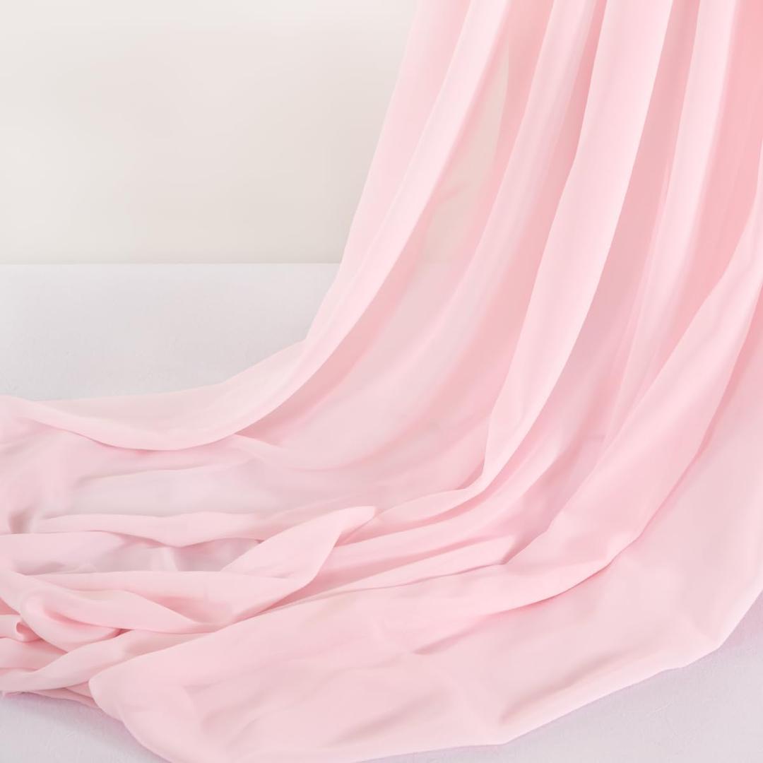 MLMC Pink Chiffon Fabric by The Yard Pre-Cut Sheer Chiffon Arch Fabric 10 Yards Airy Continuous Draping Panels 60 inch Wide for Wedding Backdrop Craft Ceiling Decor