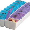 EZY DOSE Weekly (14-Day) Pill Organizer, Vitamin and Medicine Box, Large Snap Compartments, Easy-To-Open, BPA Free, Blue and Purple
