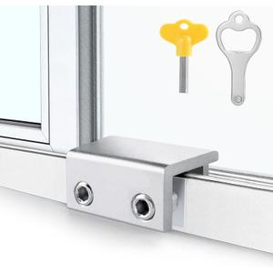 ZRFCXE Window Locks,4 Pack Sliding Window Locks with Key for Vertical & Horizontal Sliding Windows Doors,Easv to Install,Adjustable Security Window Lock for Patio Bedroom Home and Office (Silver)