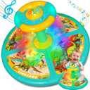 Dinosaur Sit and Spin for Toddlers, Extra Large Size,Christmas Stocking Stuffers for Boys Girls with Music & LED Lights, 360Spinning Seat Sensory Toys Kids Birthday Gifts (Green)