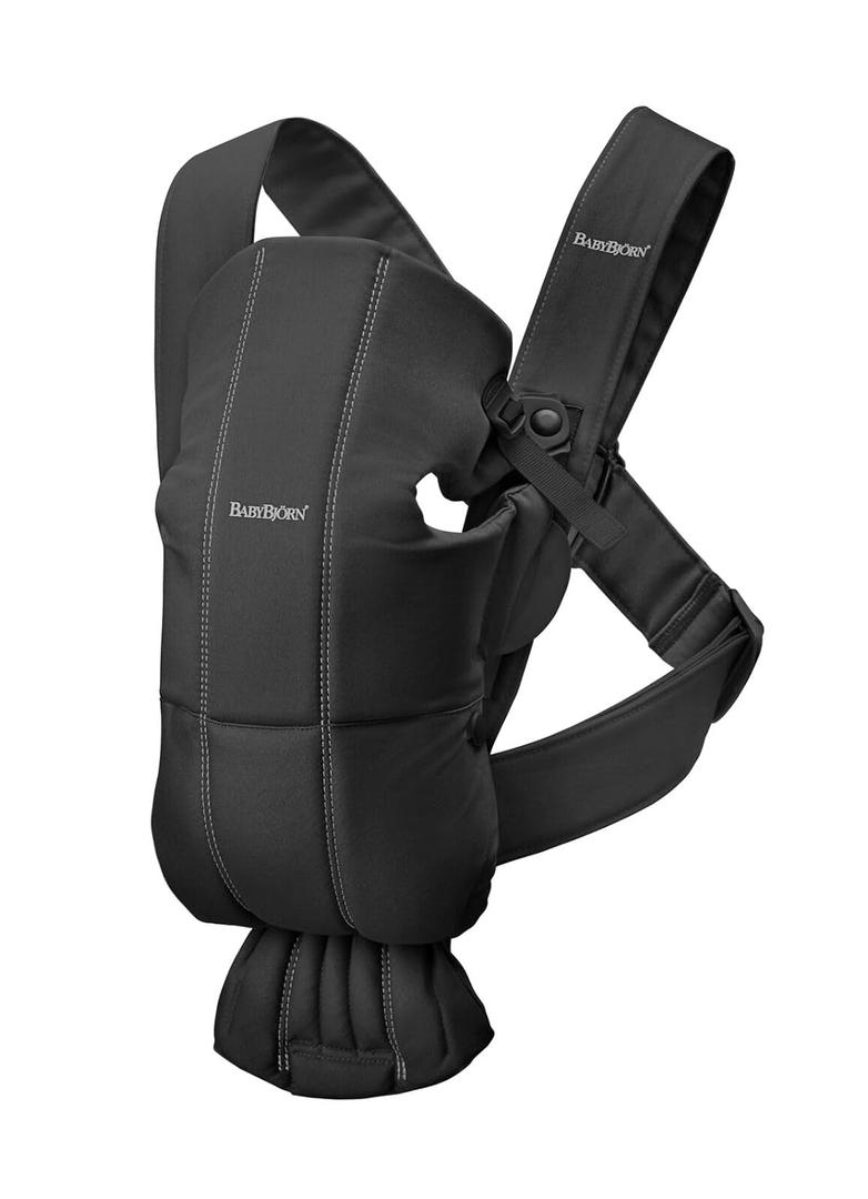 BabyBjrn Baby Carrier Mini, Black, Woven | Newborn Carrier (7-25 lbs), Ergonomic, Easy-to-Use