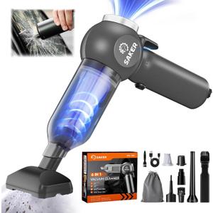 Saker Portable Car Vacuum Cordless 20000Pa 6 in 1 Multifunctional Adjustable Small Handheld Vacuum 7800mAH with Brushless Motor, for Car Home and Office SW-102 (Black)