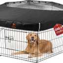 PJYuCien Dog Playpen Mesh Top Cover, Fits 24 Inch 8 Panels Regular Octagon Metal Exercise Pet Pen, Adhesive Tape Connections, Black (Note: Cover Only, Fence Not Included)