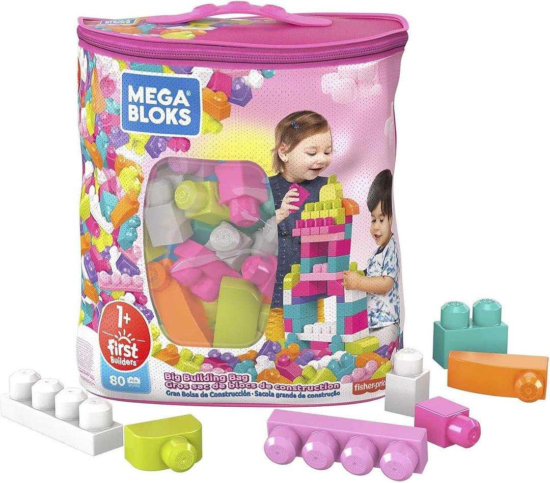 Mega Brands - First Builders: Big Build Pink Bag, 80 Pieces