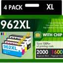 962XL Ink Cartridges Combo Pack: Replacement for HP Ink 962XL Black and 962 Color 962XL/962 OfficeJet Pro 9010 Series 9020 9015 9018 9025 9012 9014 9016 9019 9022 9026 9027 Printer, 4 Pack