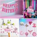 Cowgirl Birthday Party Decorations Pink Western Girl Banner Cake Decorations Disco Cowgirl Plates and Napkins Set for Rodeo Hot Pink Let's Go Girls Party Supplies