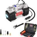 GSPSCN 6X Faster Inflation Portable Digital Air Compressor Pump Tire Inflator Heavy Duty Double Cylinder 12V Tire Pump 150 PSI with Tire Repair Kit and Toolbox for Auto,SUV,Off-Road,Truck,RV