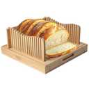 3-in-1 Foldable Bamboo Bread Slicer Tray with Crumb Catcher & Adjustable Guide - Perfect for Homemade, Sourdough, Sandwich Bread - Slice Perfectly into Even, Thin Pieces (Knife Not Included)