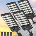 JAYNLT Outdoor Solar Lights, IP66 Waterproof, 3000K/4000K/6500K Dusk to Dawn Solar Floodlight Security Lights with Motion Sensor and Remote Control for Yard, Garage, Street - 4-Pack