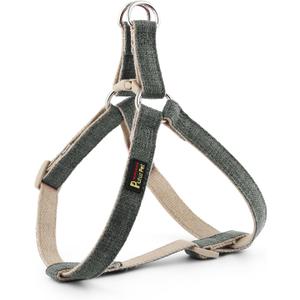 Plutus Pet Cotton Hemp Step in Dog Harness, Sustainable, Lightweight and Escape-Proof, Quick Fit Dog Harness for Puppy Small Medium and Large Dogs, Gray, XS