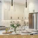 Emak Black Pendant Lights Kitchen Island, Modern 9 Inch Large Clear Glass Pendant Light, Farmhouse Hanging Lights for Kitchen, Dining Room, PL130-BK-CG