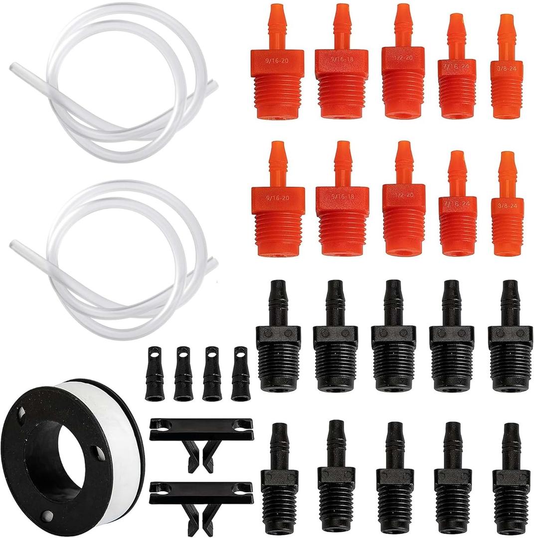 29 Pcs Master Cylinder Bleeder Replacement for 14151-Brake Bleeder Kit with 22" Hose PTFE Tape Universal Connection Fittings Clips-Brake Master Cylinder Bleeder Kit Fit for SAE and Metric