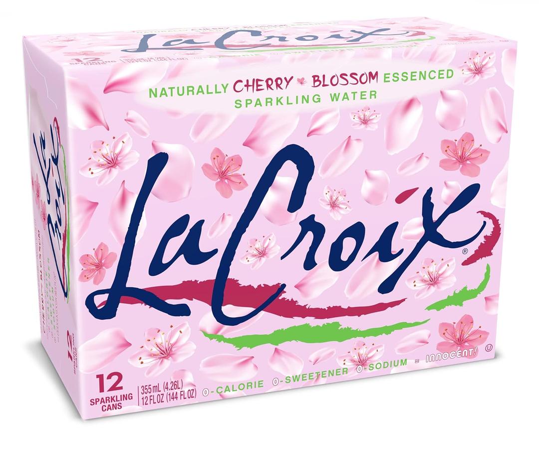 La Croix Sparkling Water, Cherry Blossom, 12 Fl Oz (pack of 12) (EXP 08/01/27)