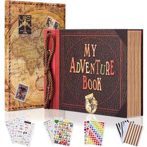 Adventure Book Diary Photo Scrapbook, Hard Cover Movie Style Scrapbook for Anniversary, Wedding, Travelling, Birthday, Christmas (Up Adventure book various sizes)
