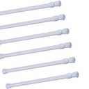 Cupboard Bars Tension Rods, 6 Pack Spring Tensions Rods 9.8 to 15.7 Inches Steel Adjustable Tension Curtain Rod Shower Rod Closet Rod Window Rods (White)