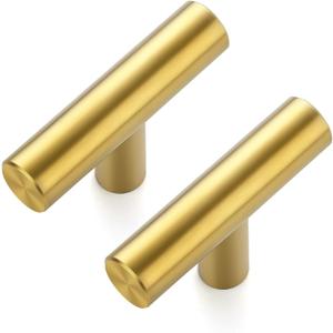 Ravinte Hardware 20 Pack 2 Inch Length Kitchen Cabinet Handles with Single Hole Brushed Brass Cabinet Pulls Stainless Steel Drawer Pulls, Gold Cabinet Knobs for Dresser Drawer