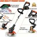 Electric Weed Wacker Cordless Battery Powered,Grass Trimmer Lawn Edger, 33in-47in