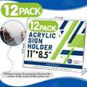 Aheroi 12Pcs Acrylic Sign Holder 8.5 x 11, Horizontal Clear Sign Holders 8.5 x 11, L-Shape Acrylic Paper Holder, Plastic Sign Holder Paper Holder Display Stand for Menu Document Picture Frames