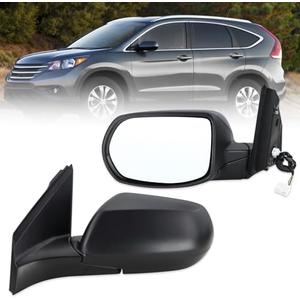 Lqito Left Driver Side Mirror Compatible With 2012 2013 2014 2015 2016 Honda CRV CR-V With Manual Folding Power Glass Black Replace#76258-T0A-A11(3Pins)