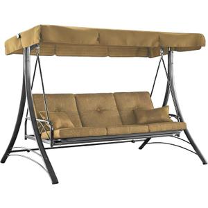 3 Seat Patio Swing Replacement Canopy, Waterproof UV Resistant Outdoor Top Cover Compatible with Callimont Park Swing, Beige