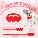 Talltalk 24 Pcs Valentines Day Dog Collars Puppy Gift Adjustable Heart Shaped Dog Collars Bowties PU Leather Cat Bow Tie Gift for Pets Owner Valentines Party Dress up Accessories