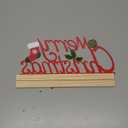 Metal Tabletop Decoration with Wood Base, Holiday Decorations for Home, Office, Shelf, Mantel, Indoor, Xmas Centerpiece Sign for Party Supplies