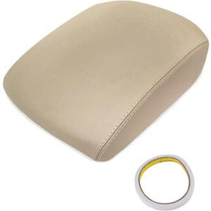 AUTOKAY Leather Armrest Center Console Lid Cover Fits for Honda Pilot 2009-2015 - Beige Tan