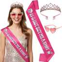 21st Birthday Sash for Women - 3Pcs 21 & Hot Buy Me a Shot Satin Sashes with Silver Foil, Tiara and Glasses Set, Girls 21st Birthday Night Party Accessories Twenty One Bday Favors