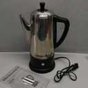 Elite Gourmet 12-Cup Electric Coffee Percolator, Dishwasher Safe Stainless-Steel Filter, Lid & Tube, Keep Warm, 360 Swivel Base Cord-less Serving, Stainless-Steel (Black)