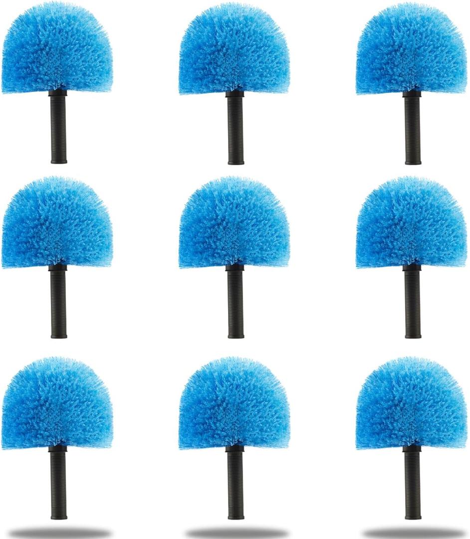 9pcs Screw on Webster Cobweb Duster Head for Pole | Spider Web Remover Brush | Cobweb Duster Head Attachment | Fits Standard 3/4 inch Threaded Poles (Blue)
