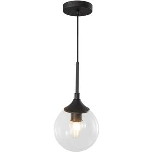 KCO Lighting Bubble Clear Glass Globe Pendant Light Fixture Black Mid Century Modern Pendant Ceiling Lighting Kitchen Island Light for Living Room Kitchen Sink (Clear)