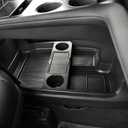 Compatible with 2026 Toyota Sienna Center Console Organizer with Cup Holder, Lower Storage Box Accessories (TPE Material with Original car Wood Grain (Compatible with 2021-2026 Toyota Sienna), Black)