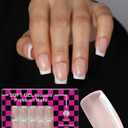 Press on Nails,French tip Short Square, 19 Sizes, 38 Pieces,Fake Nails with Brush-on Glue & Adhesive Tabs (Classic French)