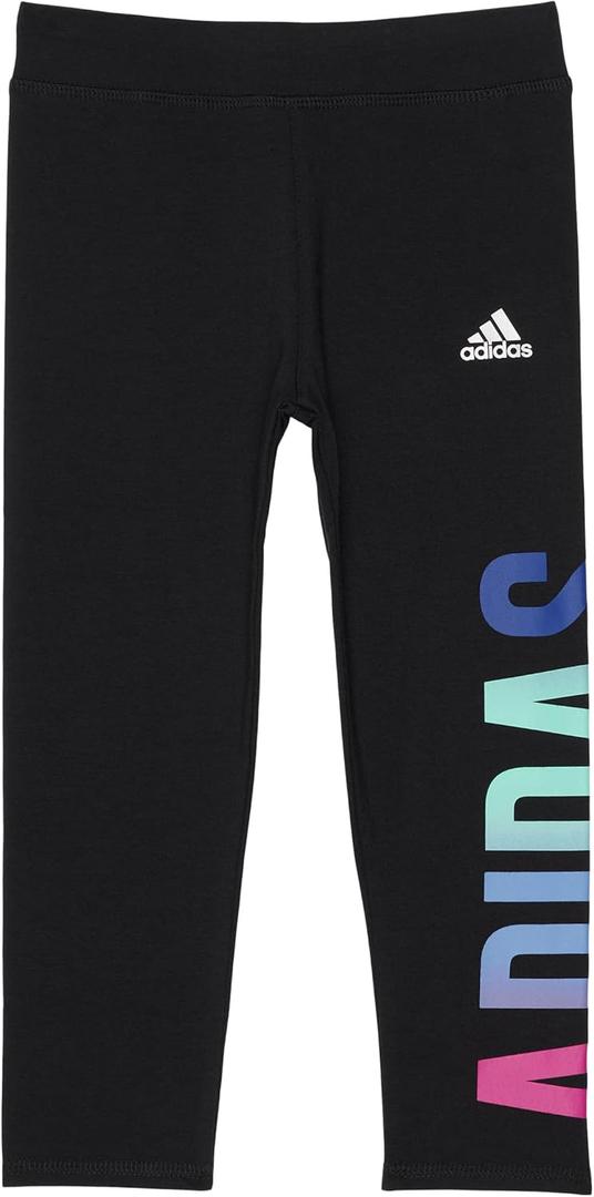 adidas Girls' Logo 7/8 Cotton Tights (XL, Black)