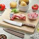 8 inch Chef Knife, Razor Sharp Kitchen Knife with Protective Knife Sheath, Razor Sharp Slicing Knife with Ergonomic Handle, German Stainless Steel, Dishwasher Safe (Brown Color)