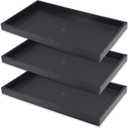 CuteBox Company 3pc Black Plastic Tray (14.75 x 8.25 x 1) with 20 Compartment Black Flocked Tray Insert for Jewelry Storage, Organization, Merchandise, Display