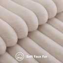 decorUhome Summer Cozy Faux Fur Throw Pillow Covers 26x26 Set of 2 Decorative Soft Plush Striped Modern Farmhouse Boho Couch Euro Sham Pillow Cases with Velvet Back for Sofa Bed Living Room, Beige
