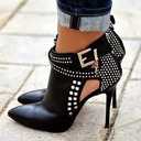 Ankle Boots for Women,Bare Legged Pointed Women's Boots, Rhinestone Booties Black Sexy Stiletto With High Heel (Black) 7.5