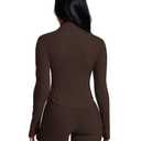 AVGO Women's Workout Jackets Running Full Zip Yoga Top Stretchy Cropped Yoga Jacket Track Athletic wear With Thumb Holes (Roasted Brown, X-Large)